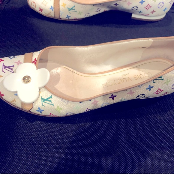 100% Authentic Louis Vuitton White Multicolor ballet flats (used) - Picture 6 of 7